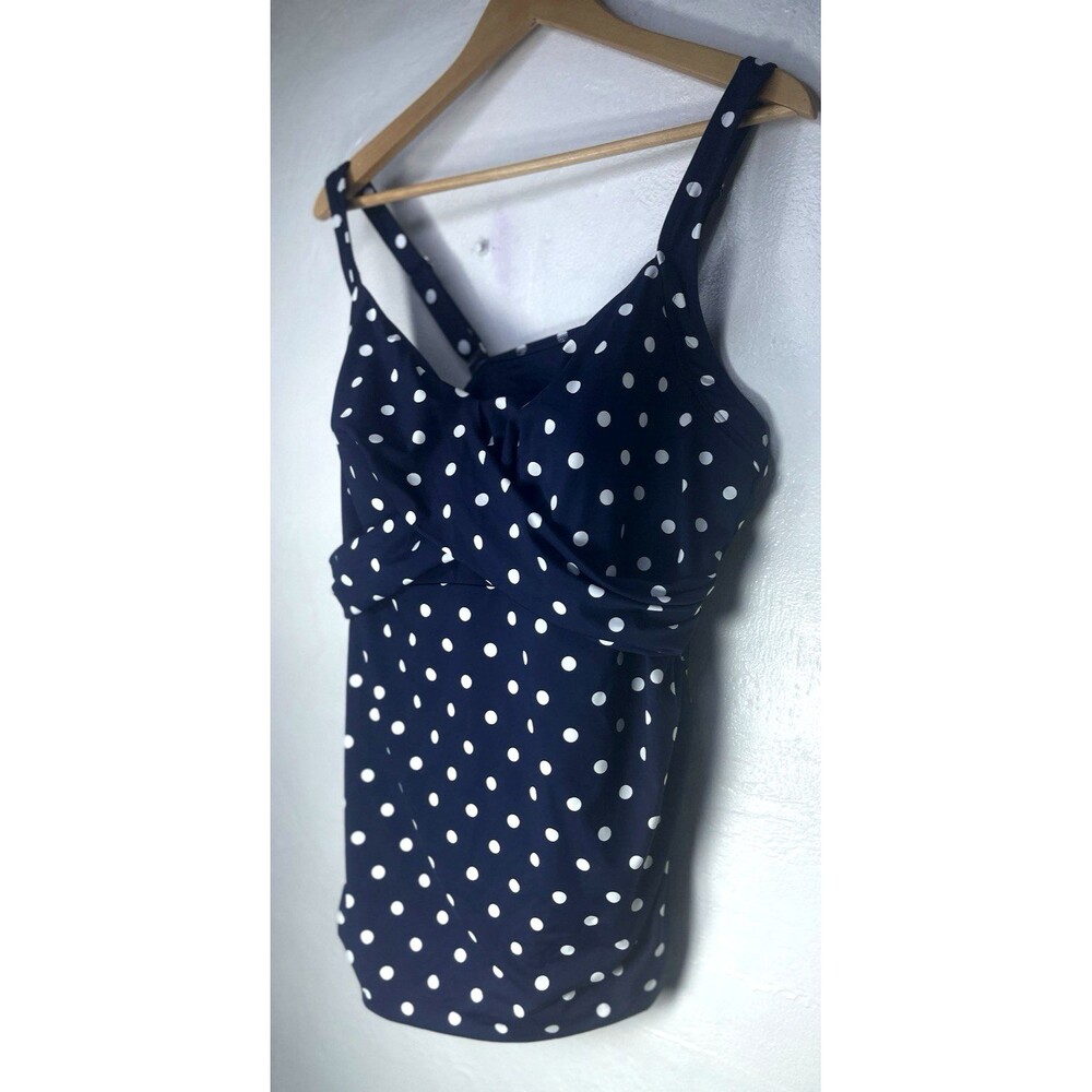 Lands End Blue White Polka Dot Underwire Bikini Swim Top Size 20W DDD Womens - Picture 4 of 13